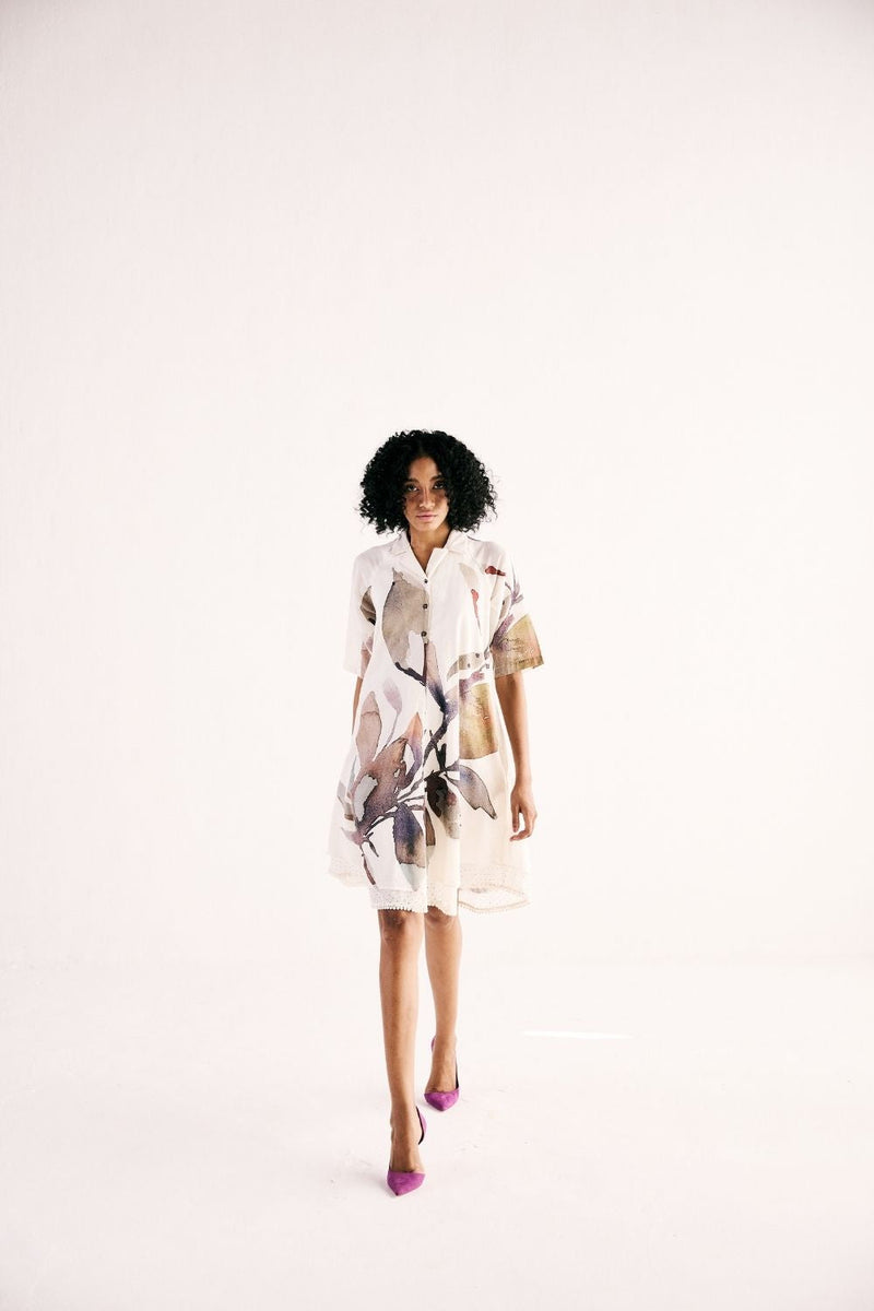 IVORY BLOOM DRESS cotton by Khara Kapas in white for women Worldwide