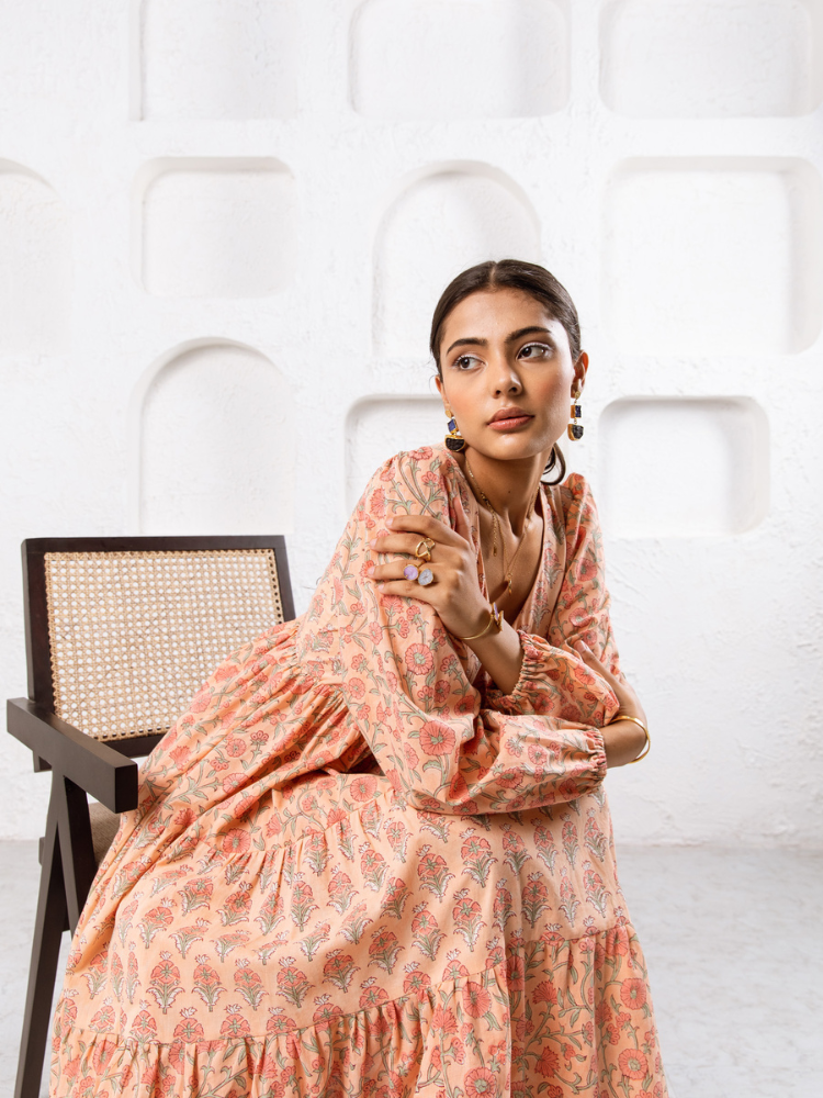 Jaypore Peach Dress Dress by Marche for women Worldwide