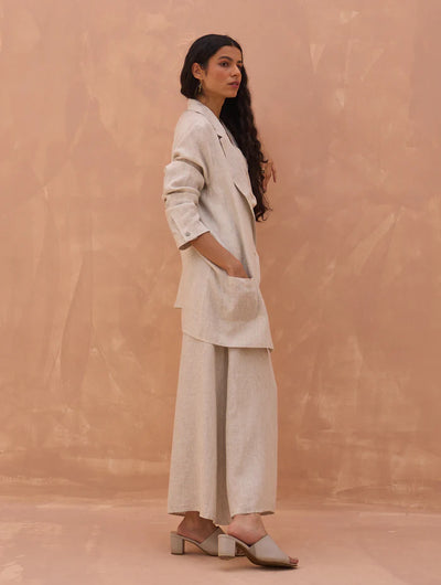 Maya Linen Dress with Jacket-Off White