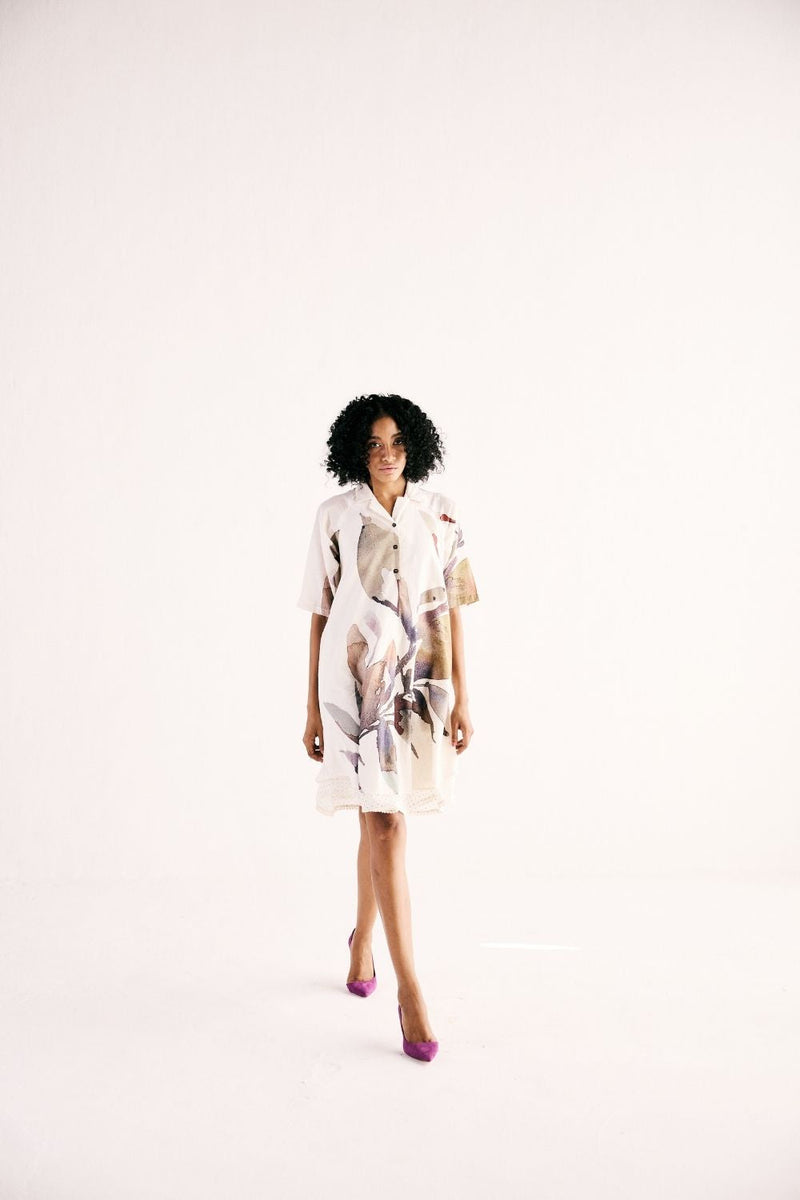 IVORY BLOOM DRESS cotton by Khara Kapas in white for women Worldwide
