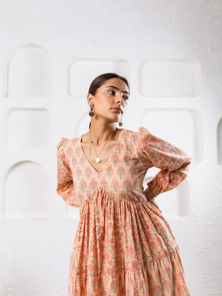 Jaypore Peach Dress Dress by Marche for women Worldwide