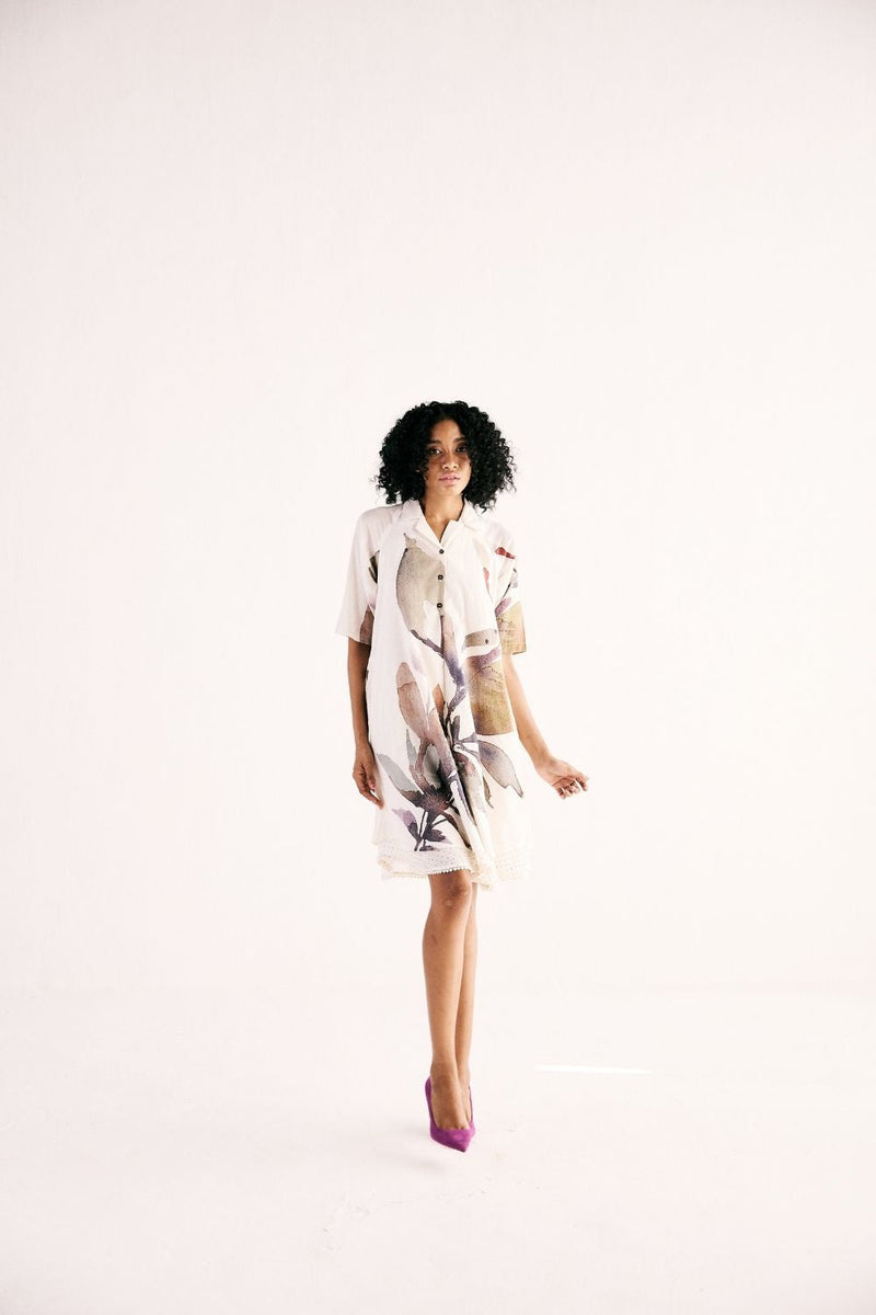 IVORY BLOOM DRESS cotton by Khara Kapas in white for women Worldwide