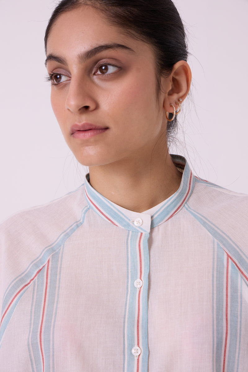 Kisaiya Striped Handwoven Top handwoven cotton top/shirt by The Summer House in off white for women Worldwide