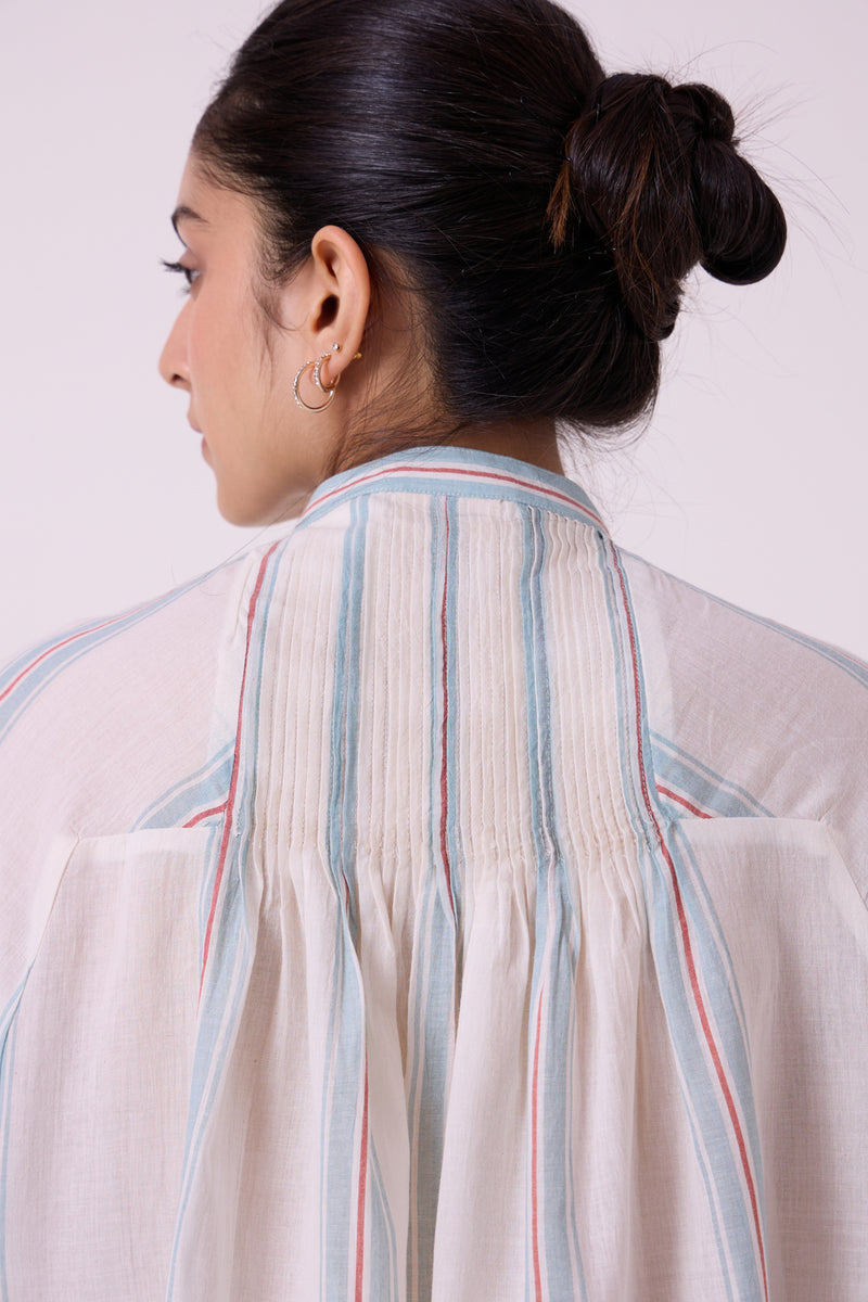 Kisaiya Striped Handwoven Top handwoven cotton top/shirt by The Summer House in off white for women Worldwide