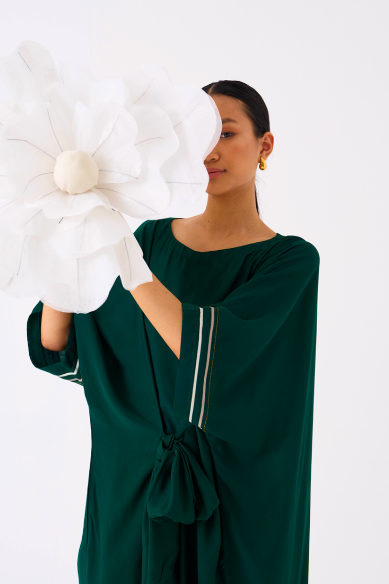 TIE KAFTAN-GREEN bemberg by THREE in green color for women Worldwide