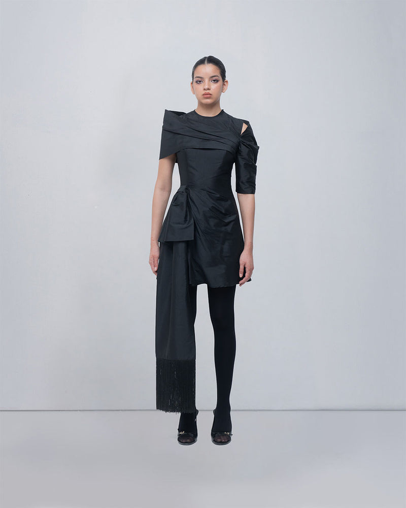 Amary Draped Dress viscose by Leh Studios in black for women Worldwide