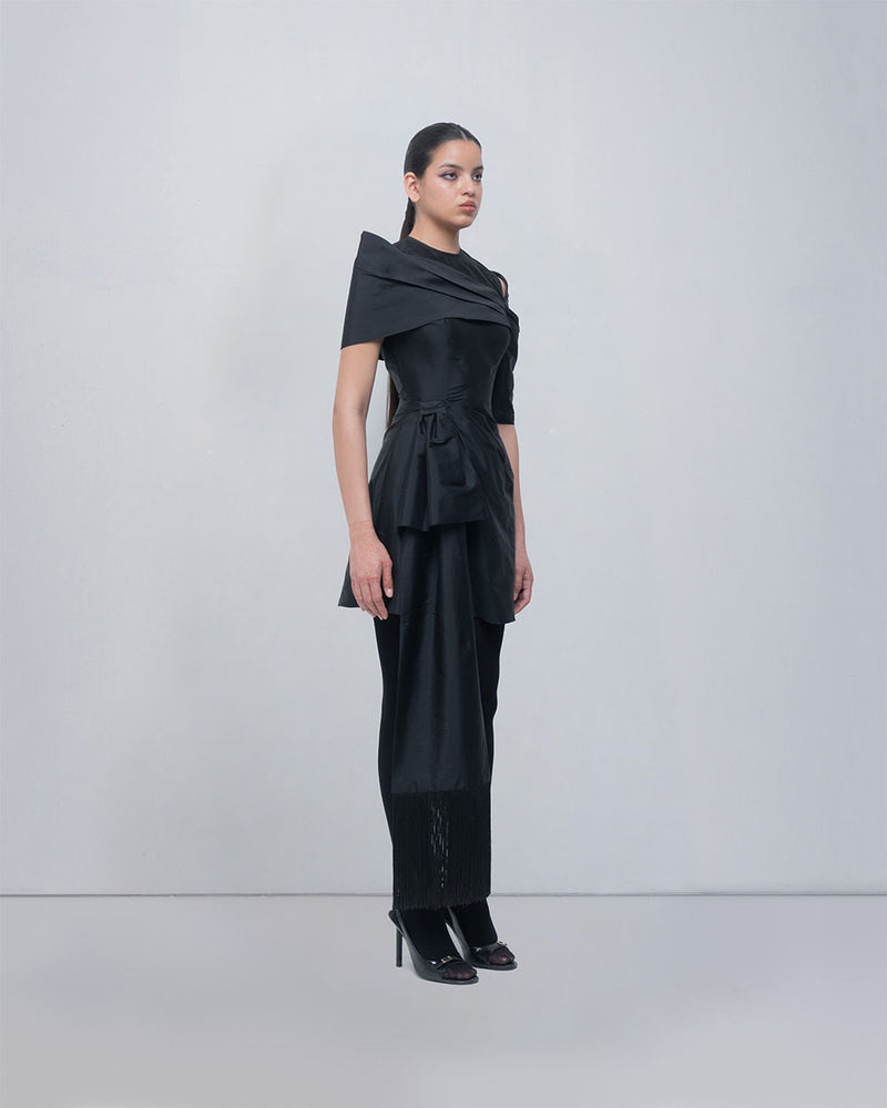 Amary Draped Dress viscose by Leh Studios in black for women Worldwide