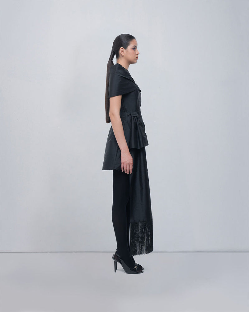 Amary Draped Dress viscose by Leh Studios in black for women Worldwide