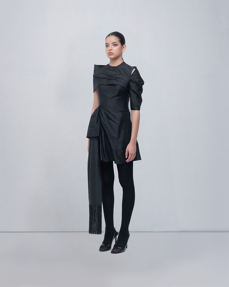 Amary Draped Dress viscose by Leh Studios in black for women Worldwide