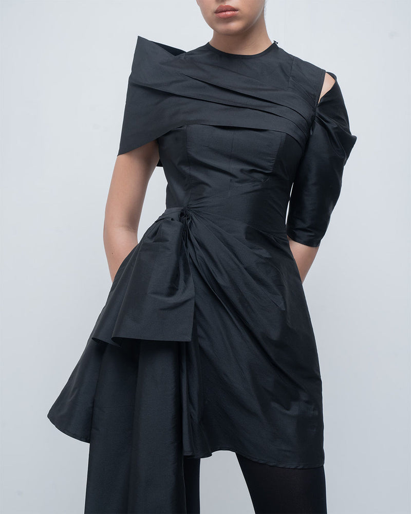 Amary Draped Dress viscose by Leh Studios in black for women Worldwide