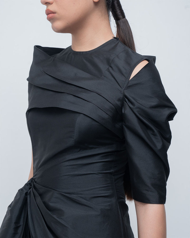 Amary Draped Dress viscose by Leh Studios in black for women Worldwide