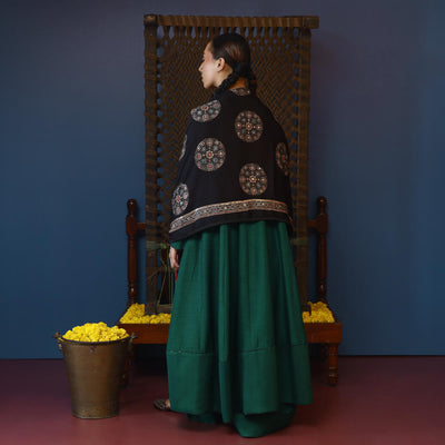 Baithak Green Flair Kali Kurta Set