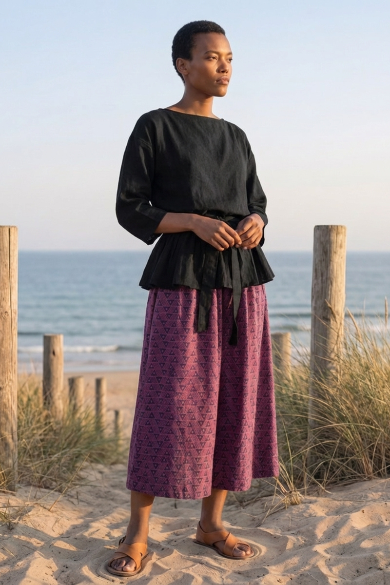 Crow Gather Skirt — Magenta cotton by World of Crow for women Worldwide