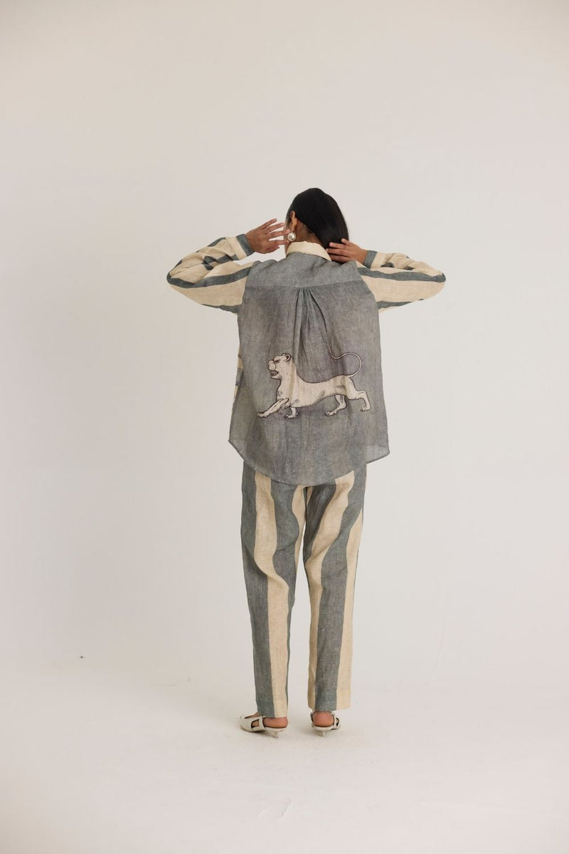 PAWS LINEN CO-ORD SET by Yam in white color for women Worldwide