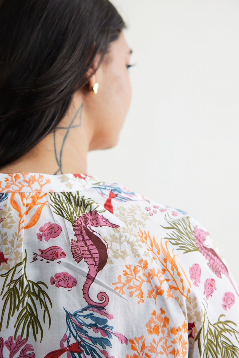 Blooming Reef Lyocell Classic Shirt by SUI in white color for women Worldwide