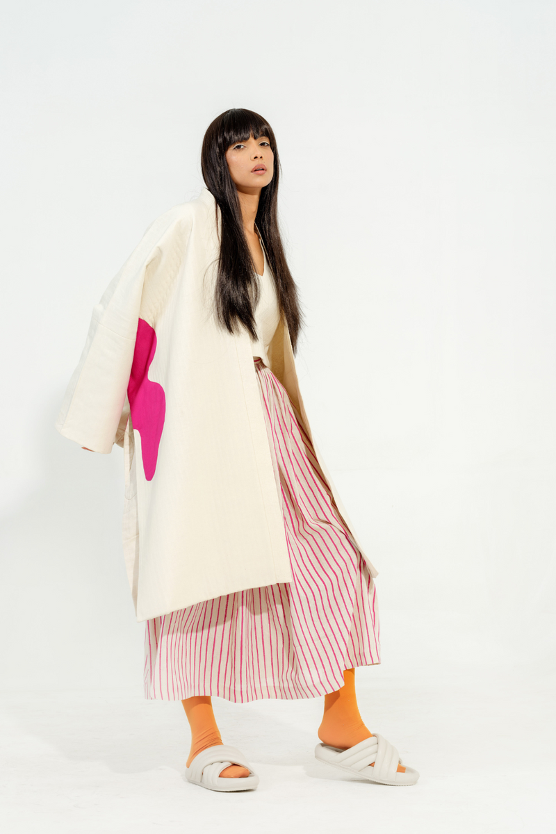 Shitake Jacket cotton matty jackets and overlays by Stoique in natural, pink for women Worldwide
