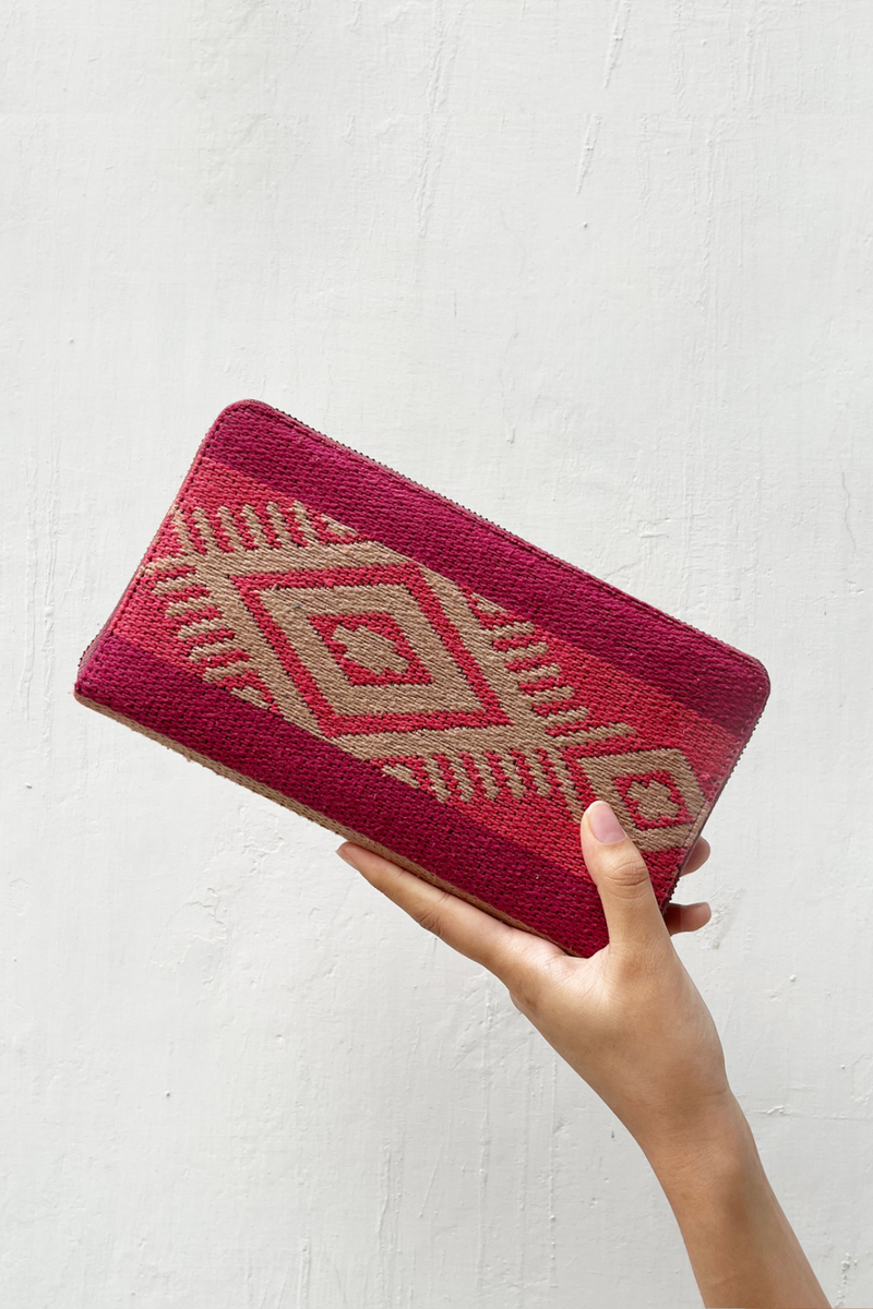 Rasberry Wallet cotton Bags by Khara Kapas for women Worldwide