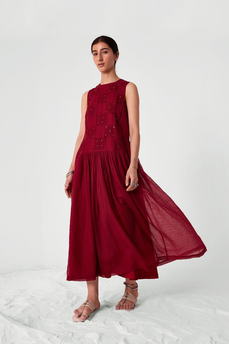 Aleksey Pink Checks Handwoven Dress