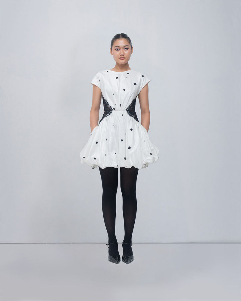 Manta Dress viscose by Leh Studios in ivory, black for women Worldwide
