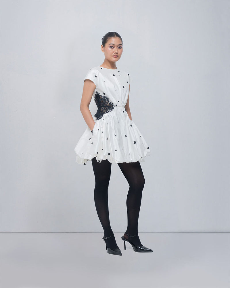 Manta Dress viscose by Leh Studios in ivory, black for women Worldwide