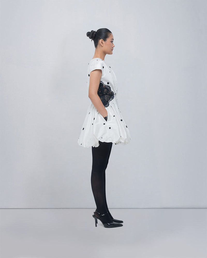 Manta Dress viscose by Leh Studios in ivory, black for women Worldwide
