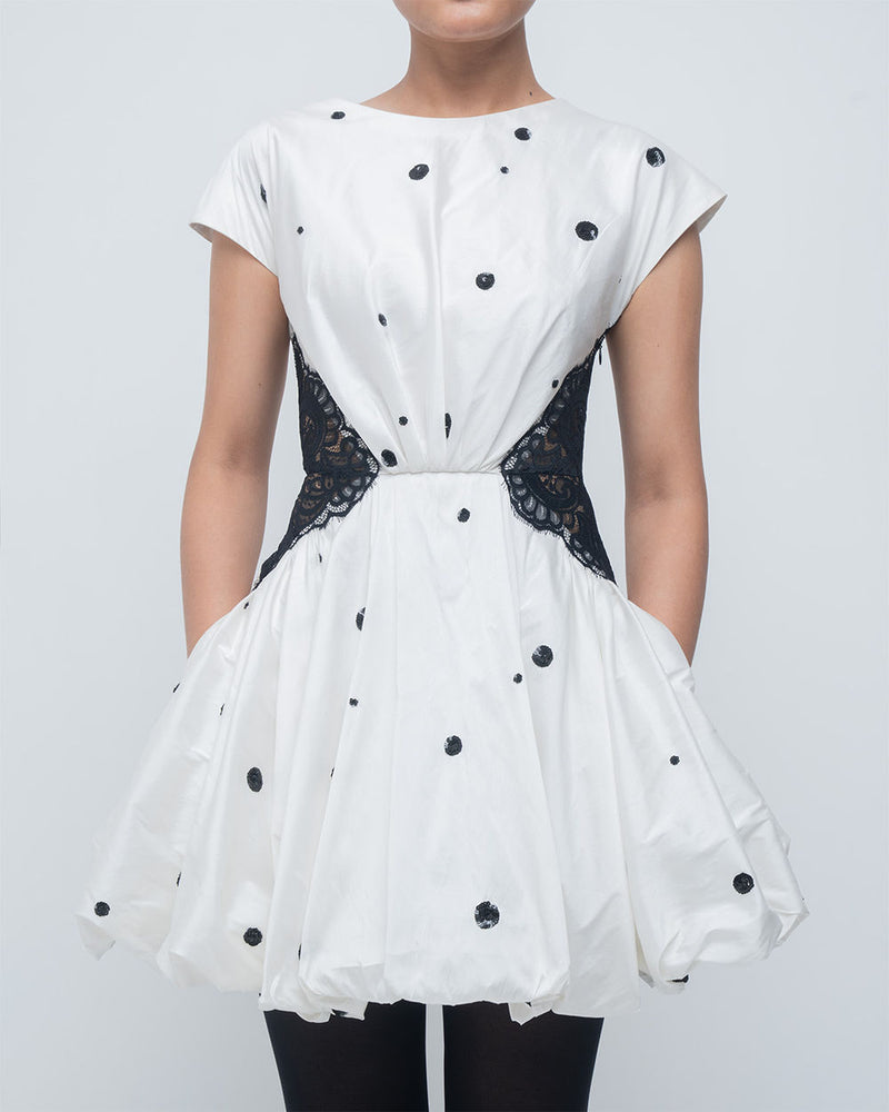 Manta Dress viscose by Leh Studios in ivory, black for women Worldwide
