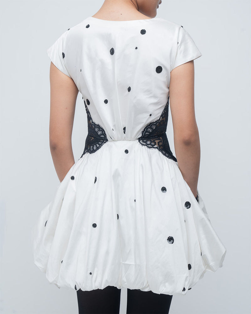 Manta Dress viscose by Leh Studios in ivory, black for women Worldwide
