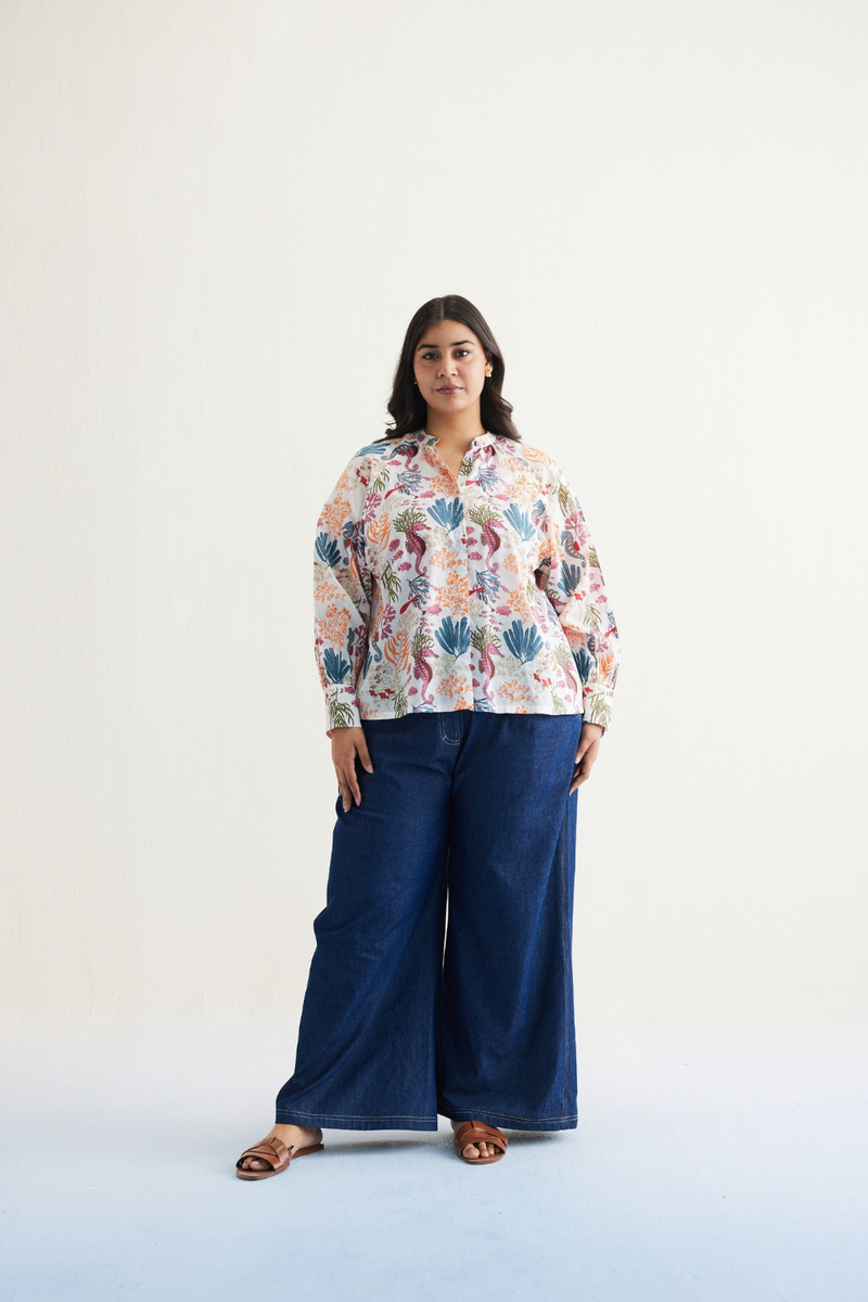 Blooming Reef Lyocell Classic Shirt by SUI in white color for women Worldwide