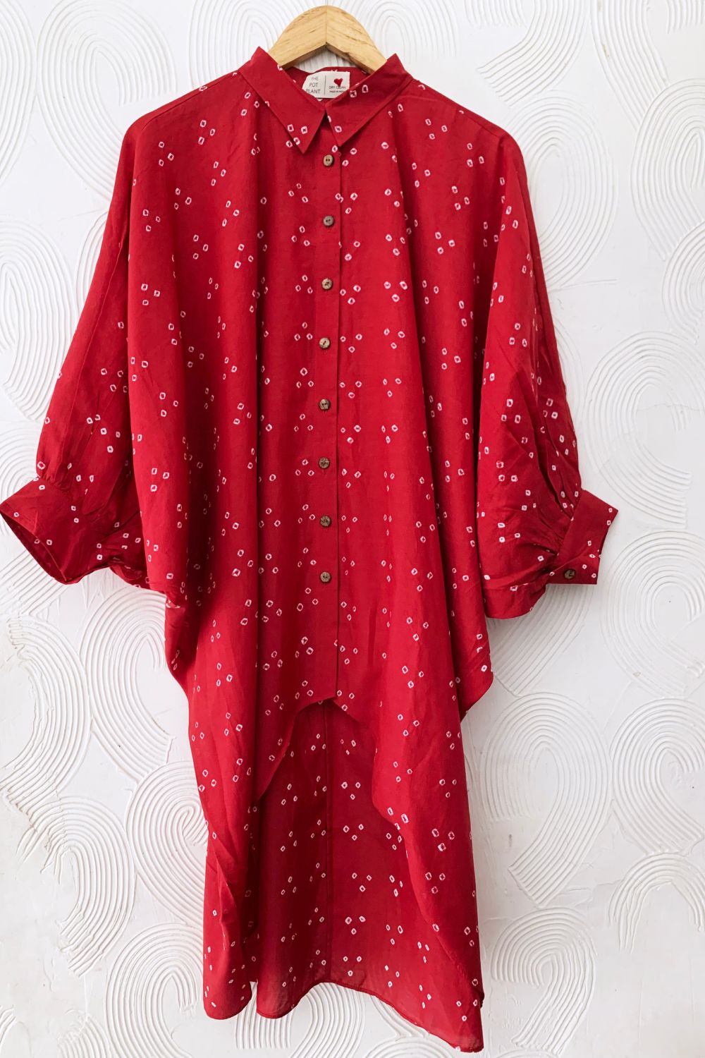 Red Bandhani Waterfall Shirt