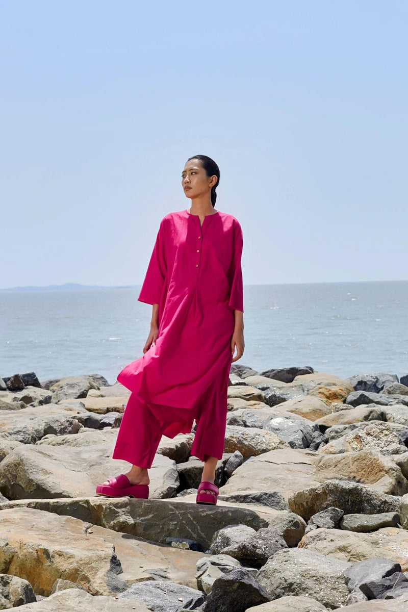 Pink Placket Tunic Tunics by Mati in pink color for women Worldwide