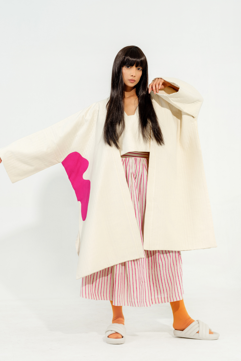 Shitake Jacket cotton matty jackets and overlays by Stoique in natural, pink for women Worldwide