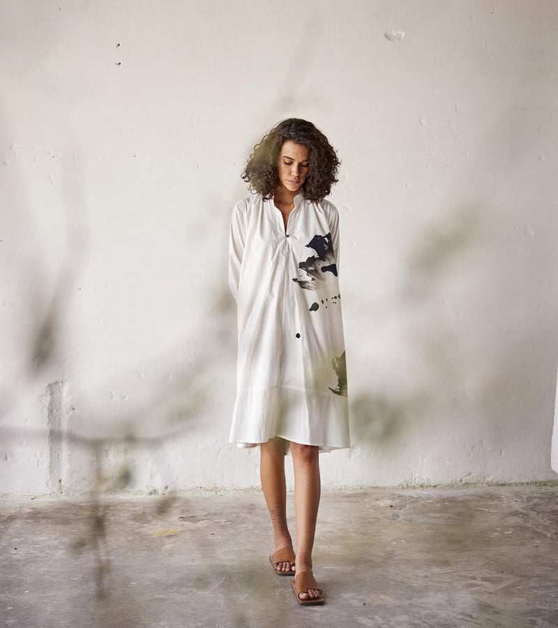 Silver Lining Dress poplin Dress by Khara Kapas in white for women Worldwide