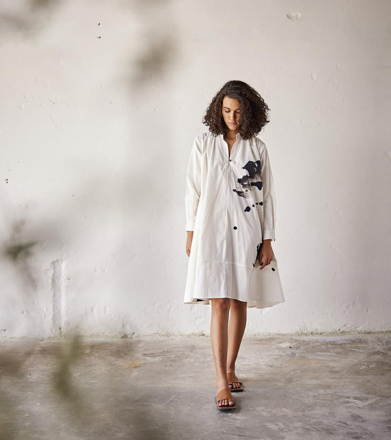 Silver Lining Dress poplin Dress by Khara Kapas in white for women Worldwide