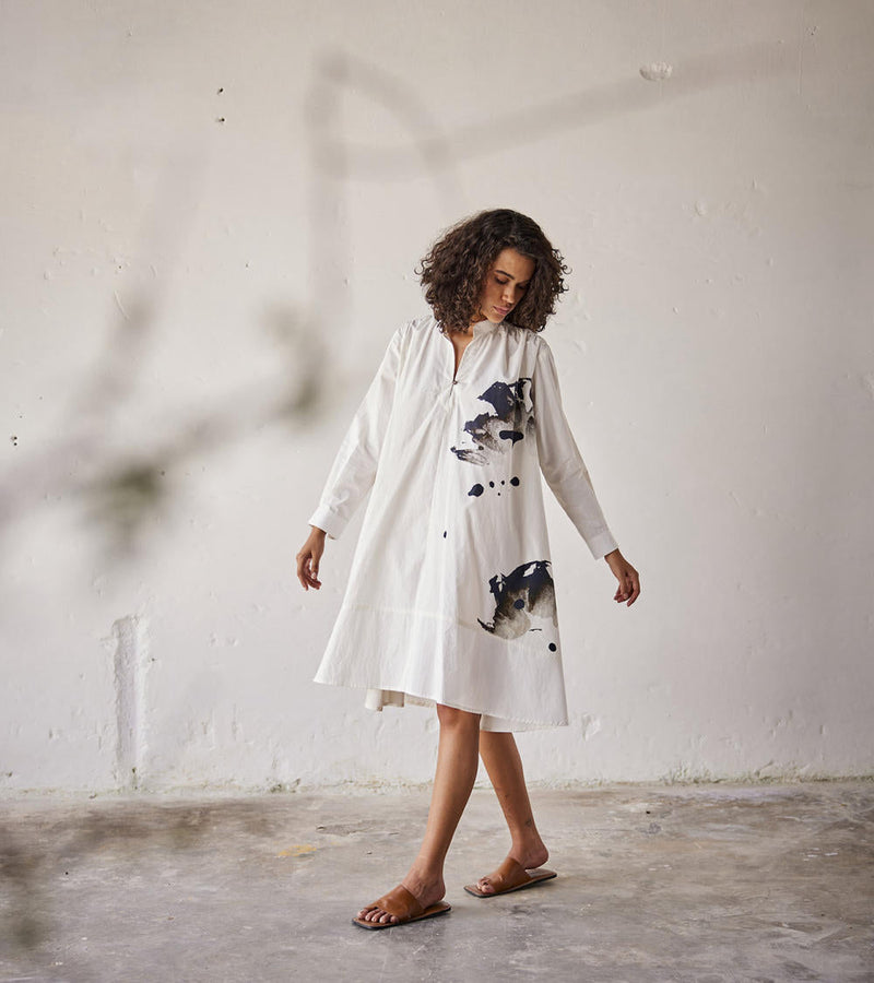 Silver Lining Dress poplin Dress by Khara Kapas in white for women Worldwide