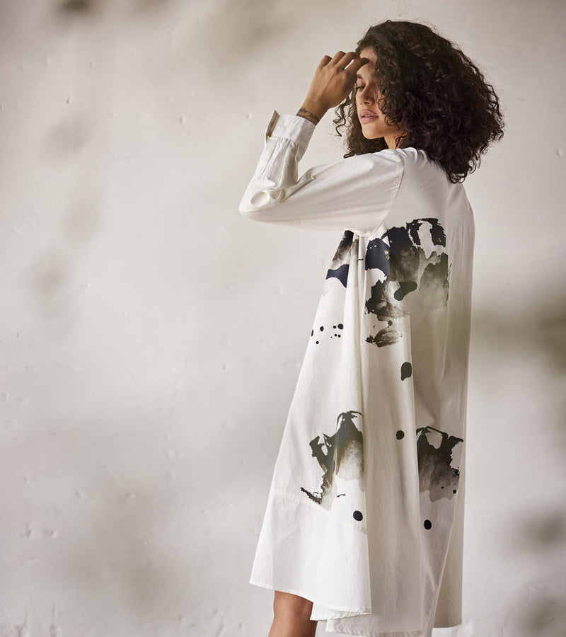 Silver Lining Dress poplin Dress by Khara Kapas in white for women Worldwide