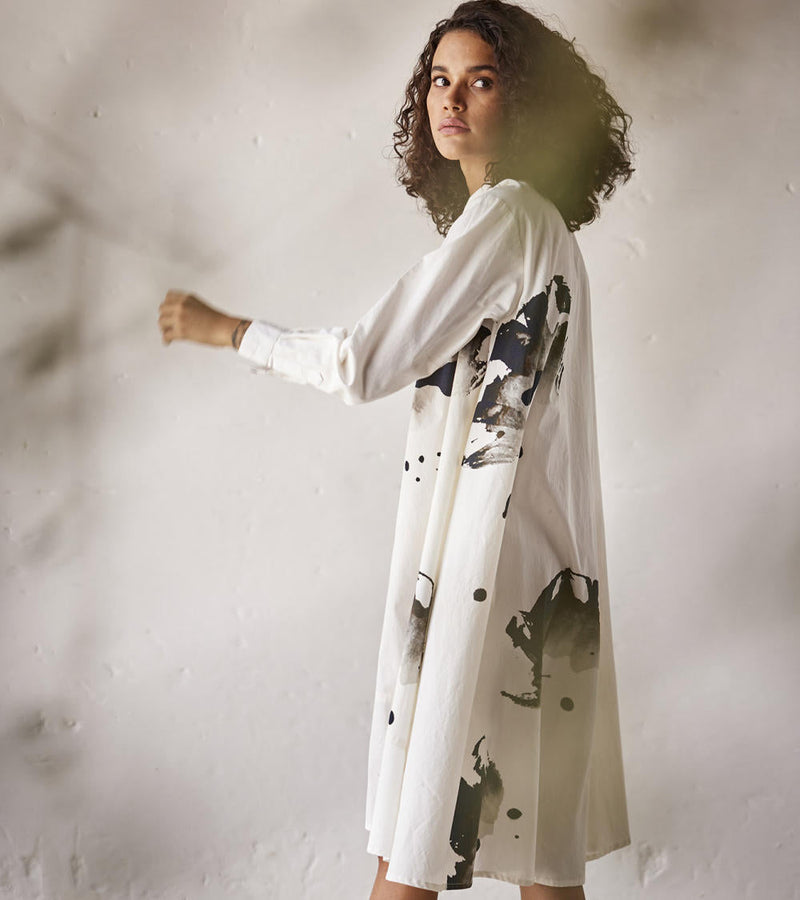Silver Lining Dress poplin Dress by Khara Kapas in white for women Worldwide