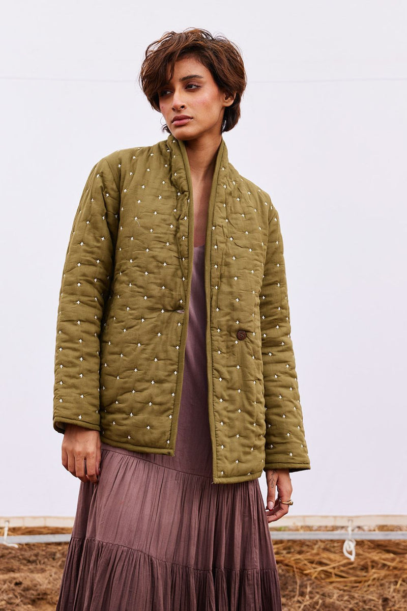 Clove jacket cotton by Khara Kapas in green for women Worldwide