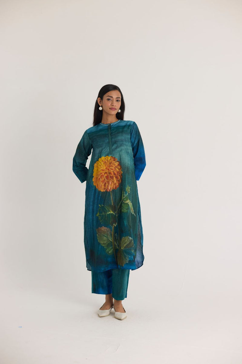 DILLY DALLY LONG KURTA SET cotton by Yam in multi color for women Worldwide