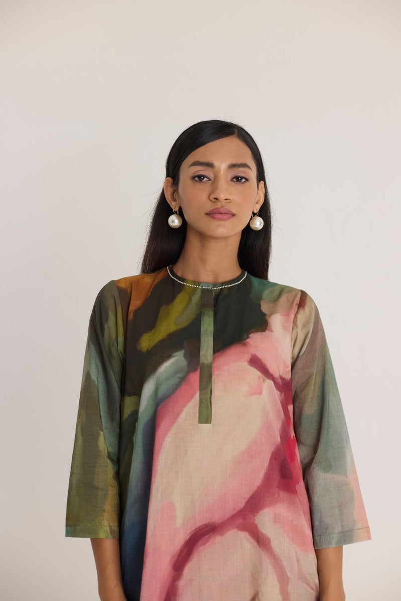 TILLY LONG COTTON KURTA SET cotton by Yam in multi color for women Worldwide