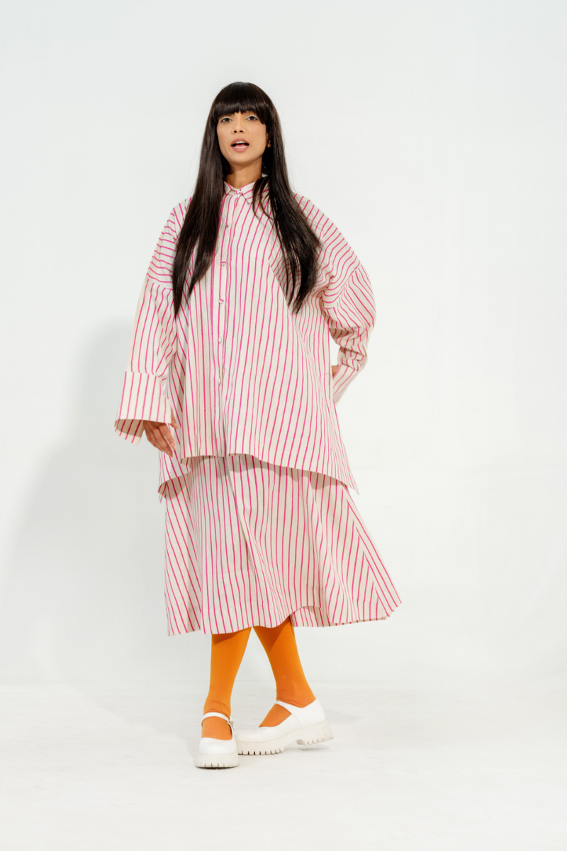 Lavender Skirt cotton muslin skirts by Stoique in natural, pink for women Worldwide