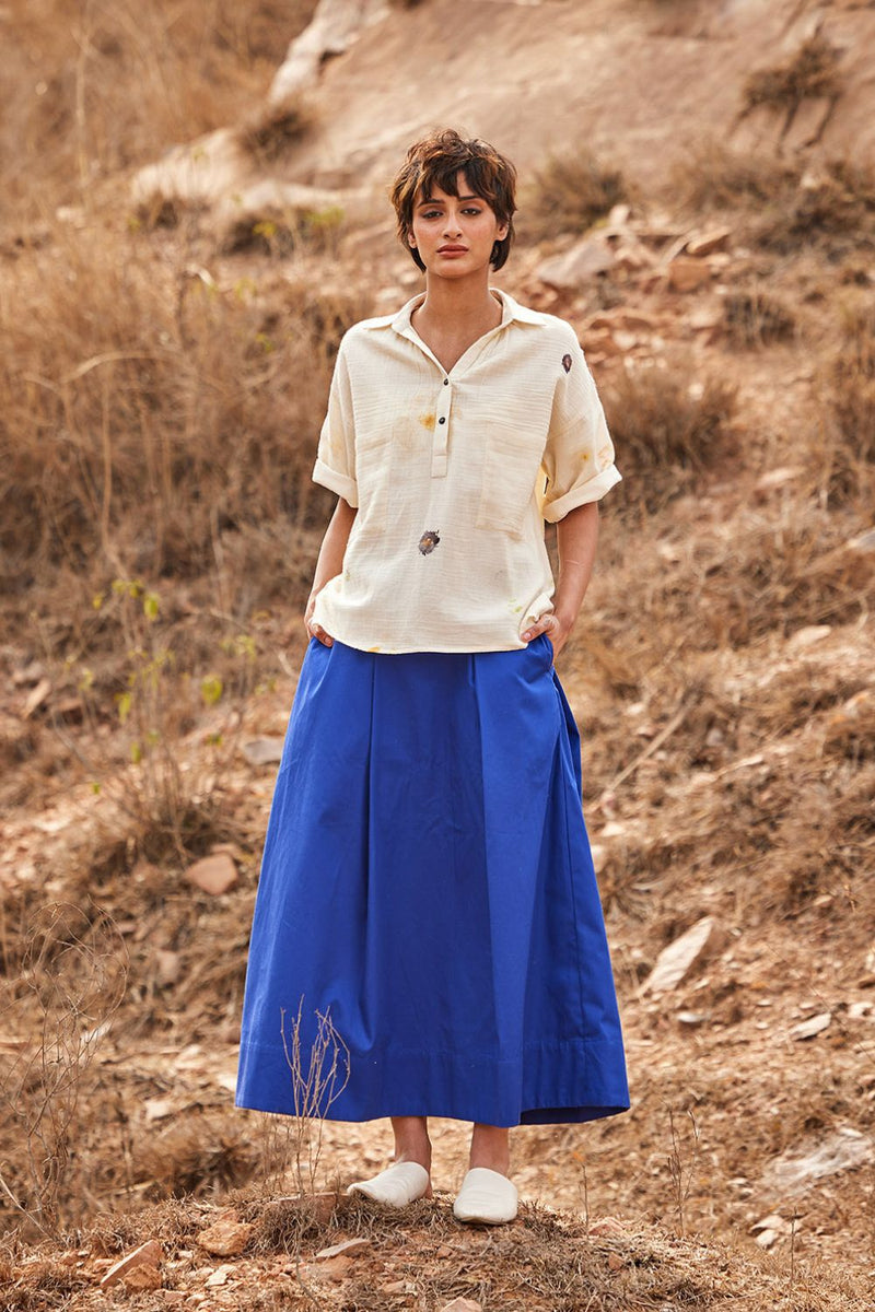 Tez Neela skirt by Khara Kapas in blue for women Worldwide