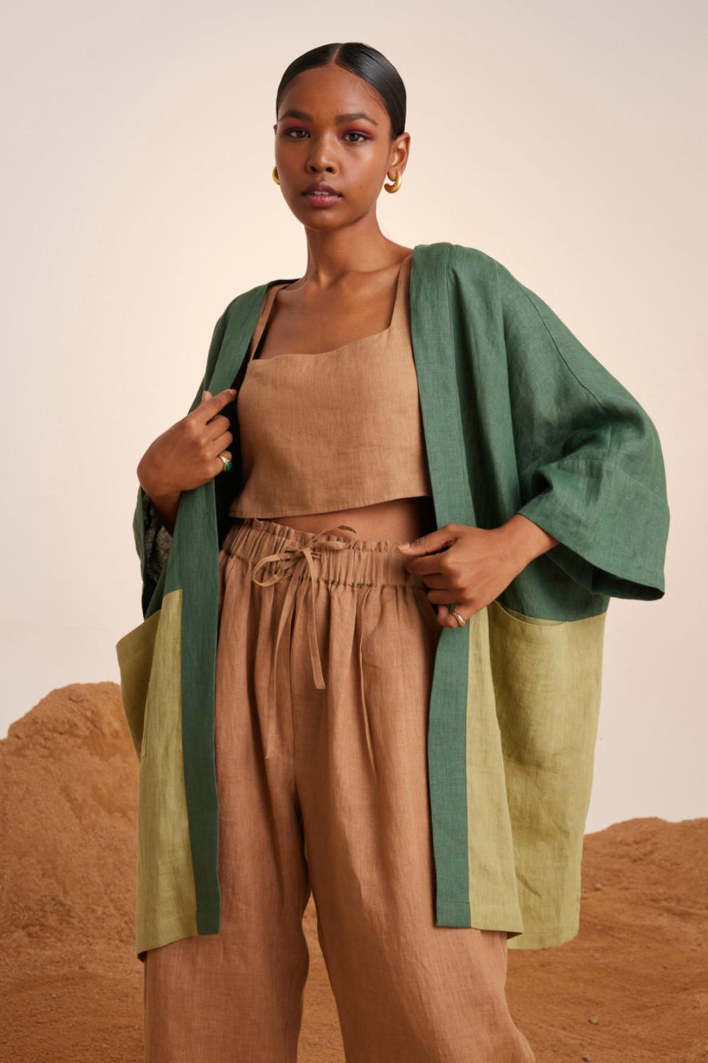 June Cape Set (3 pcs)-Fern-Macha & Sand