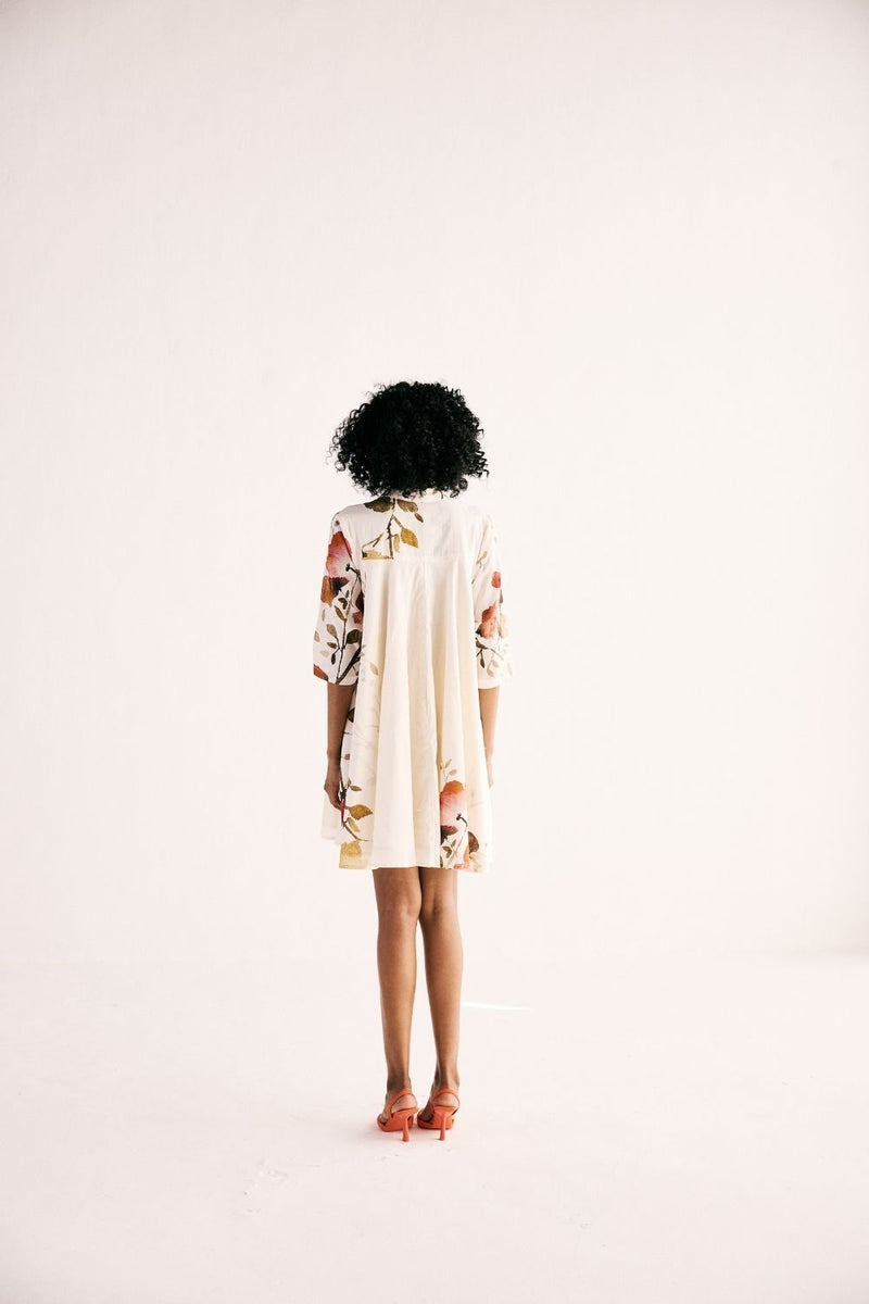 HIBISCUS SWING DRESS cotton by Khara Kapas in white for women Worldwide