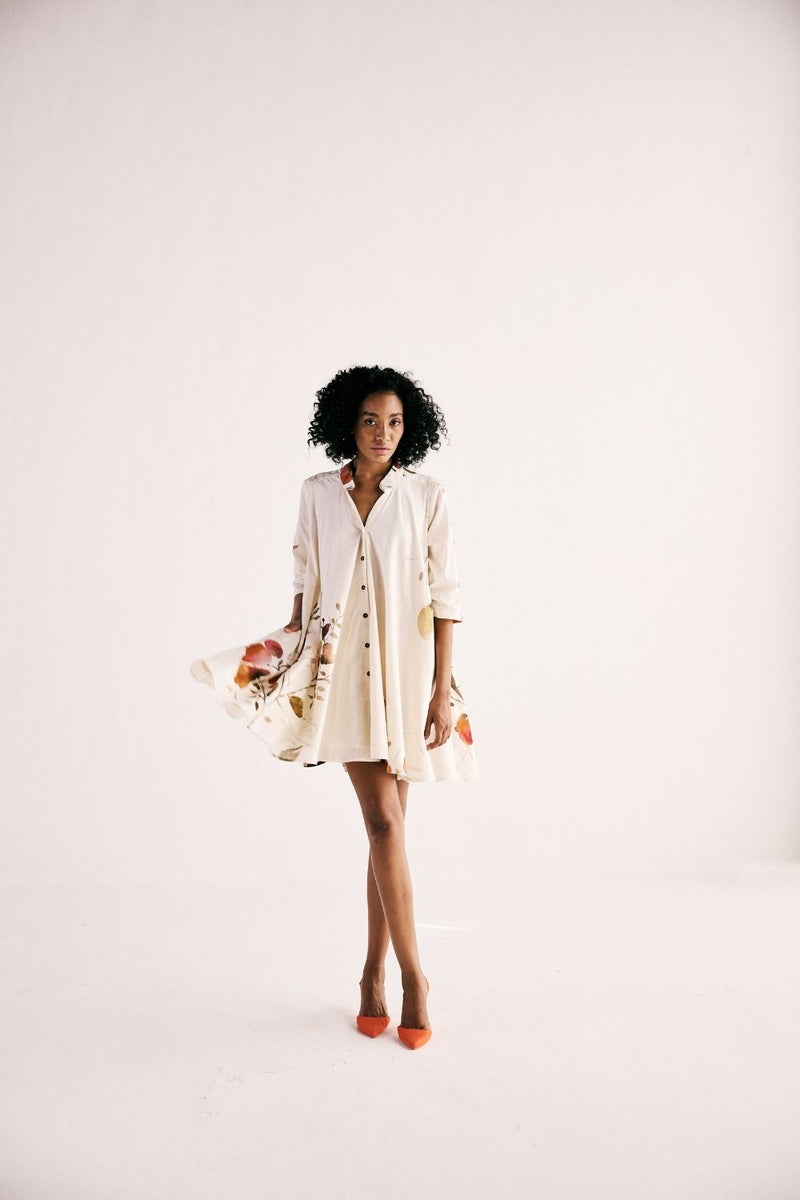 HIBISCUS SWING DRESS cotton by Khara Kapas in white for women Worldwide