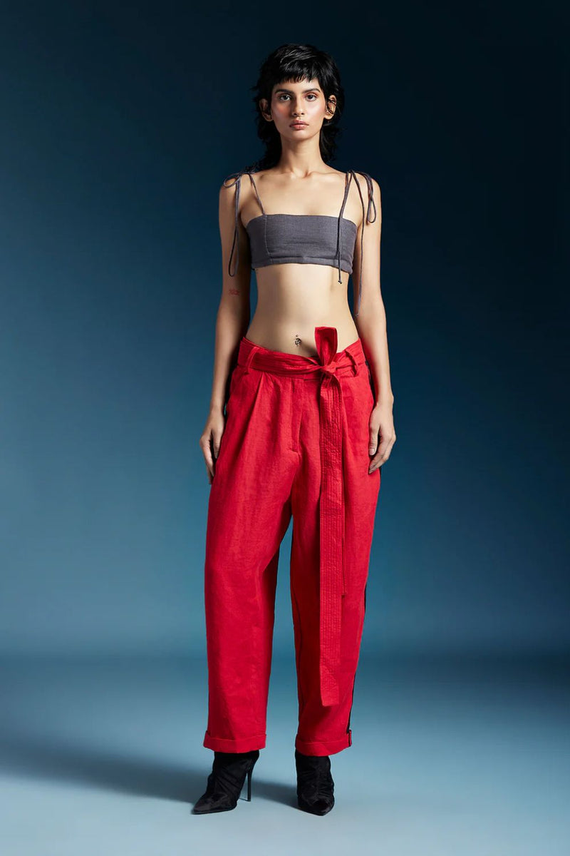 Russell Trousers-Red by Chola in red color for women Worldwide