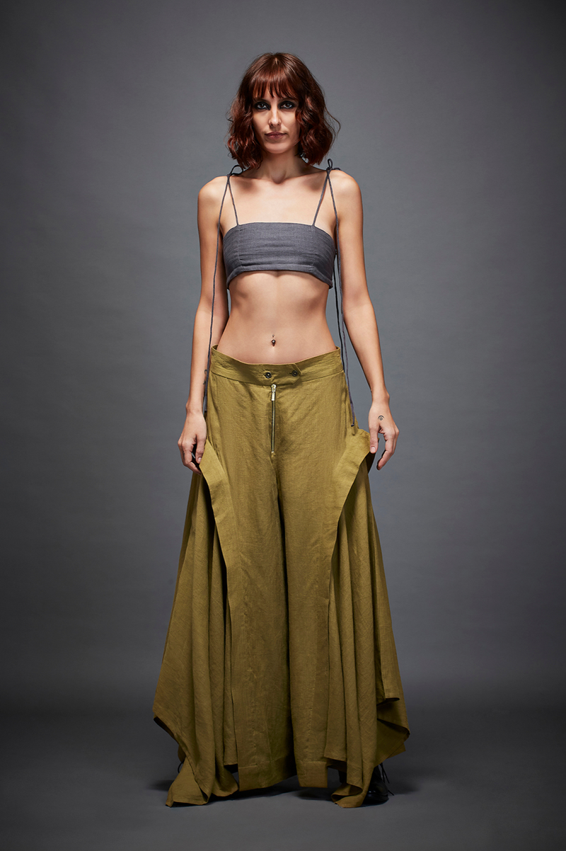 ZEPHYR TROUSER by Chola in olive color for women Worldwide