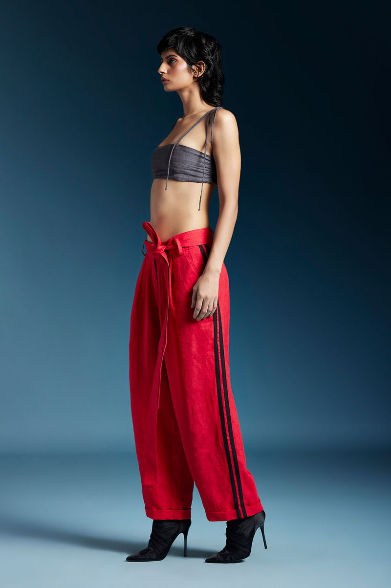 Russell Trousers-Red by Chola in red color for women Worldwide