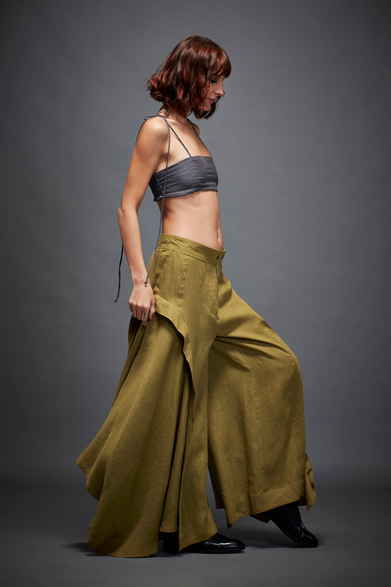 ZEPHYR TROUSER by Chola in olive color for women Worldwide