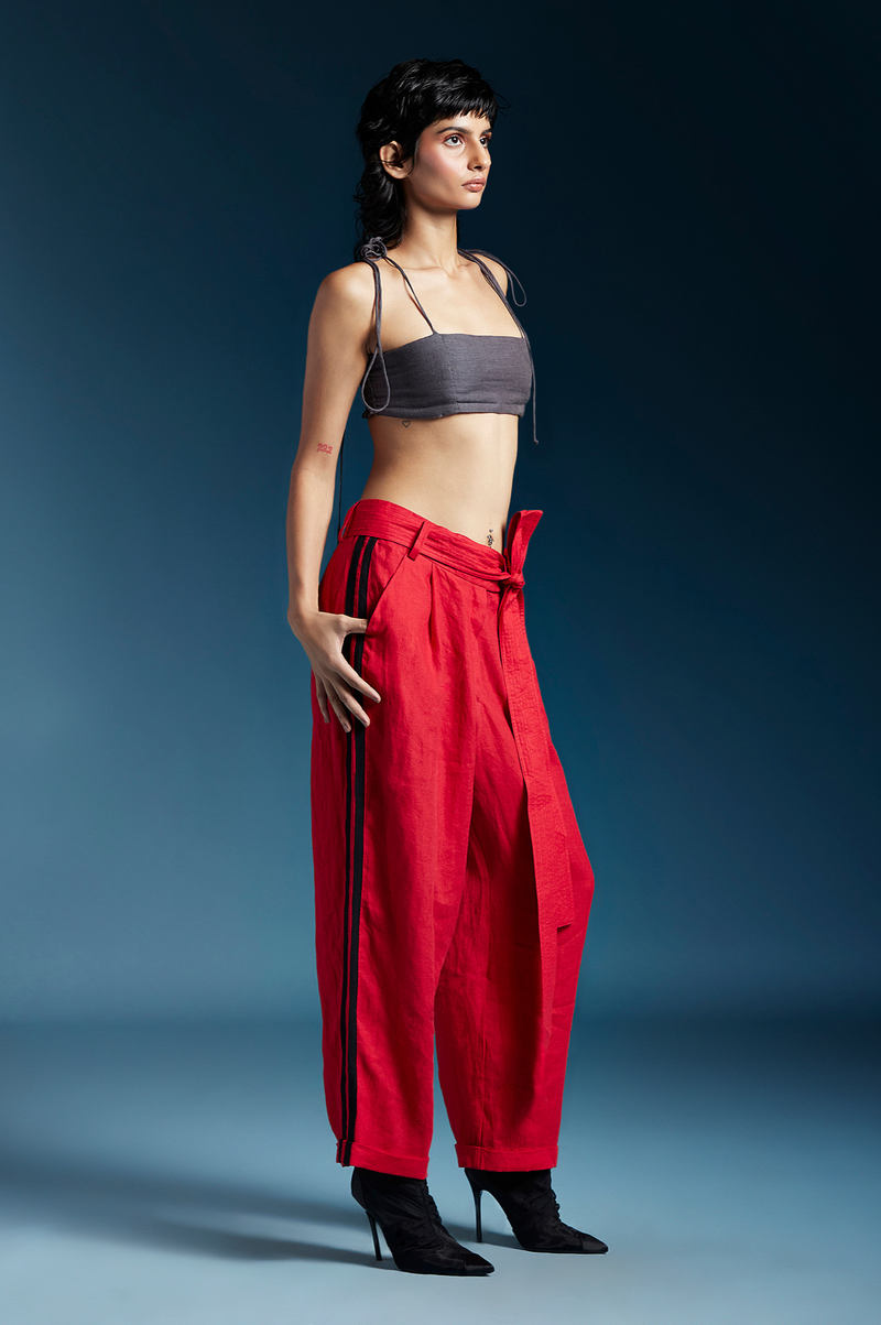 Russell Trousers-Red by Chola in red color for women Worldwide