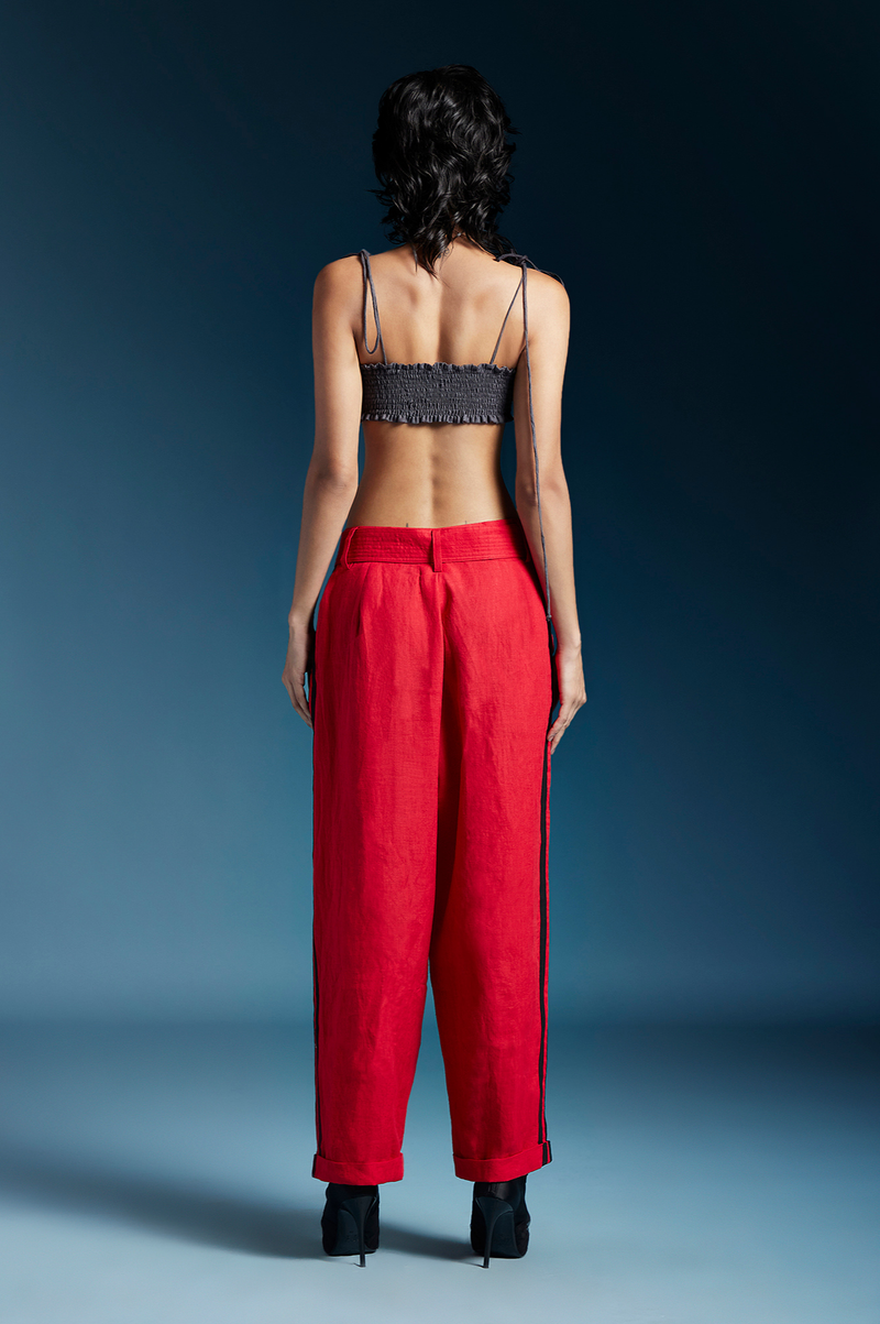 Russell Trousers-Red by Chola in red color for women Worldwide